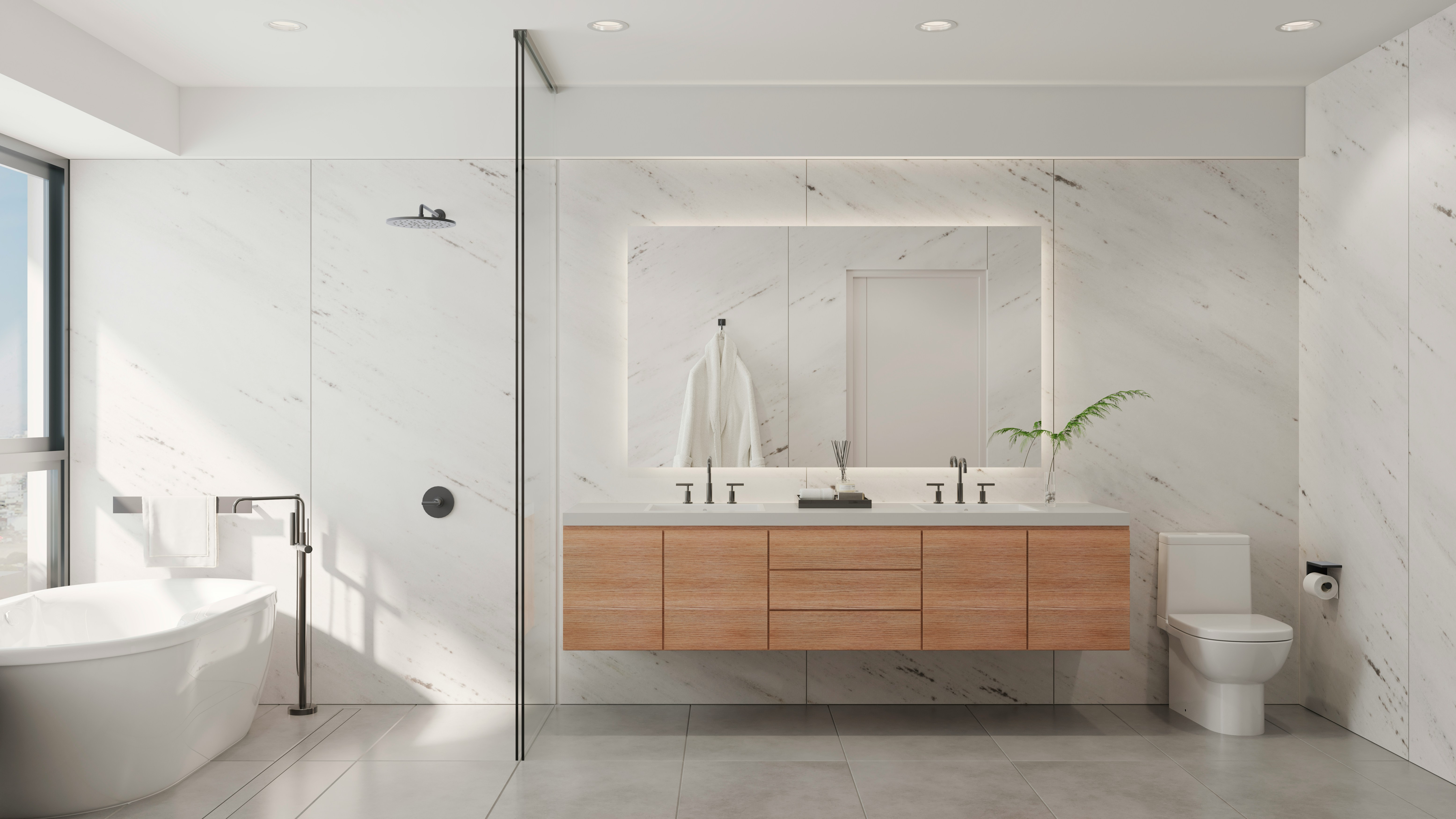 Marble wet-wall & vanity