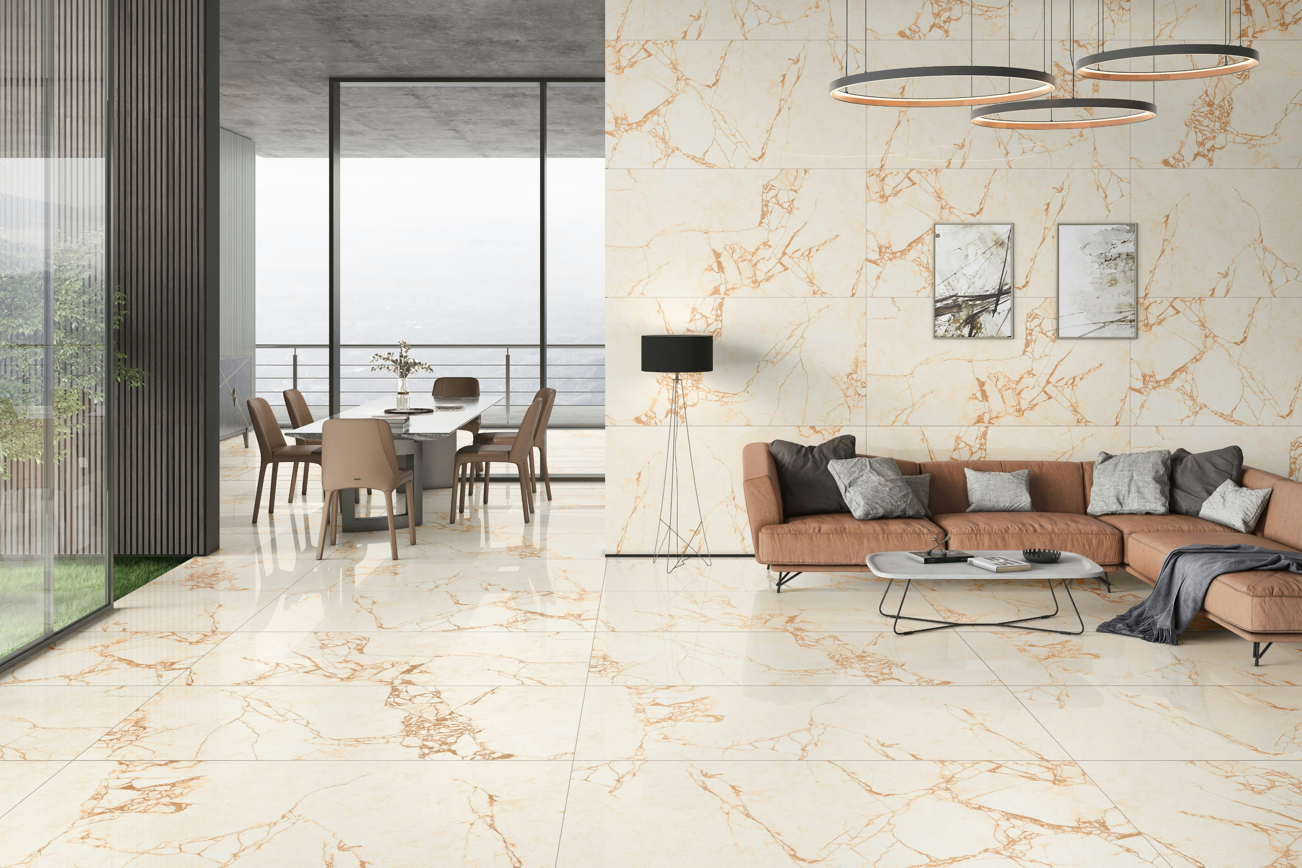 Golden marble floor & wall